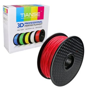 TIANSE red pla filament with box in background for best pla filamnt brands