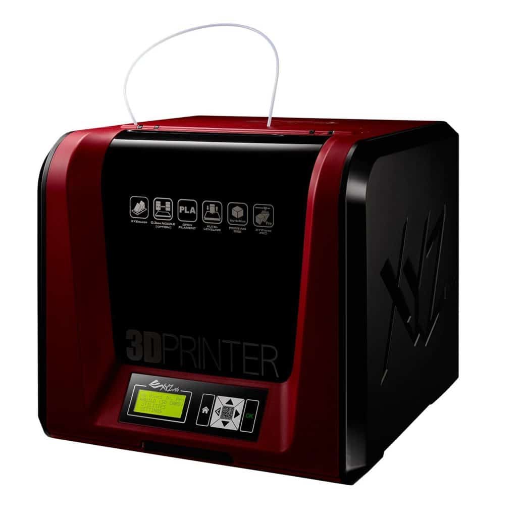 Best Cheap 3D Printers Sleek black and red XYZ da Vinci Jr 1.0 Pro 3D Printer on a white background